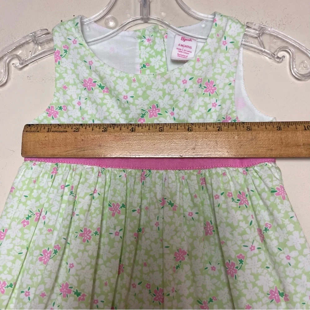 OshKosh B’gosh‎ Green and Pink Floral Lined 100% Cotton Dress 6 Months